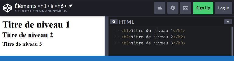 HTML : Éléments h1 à h6